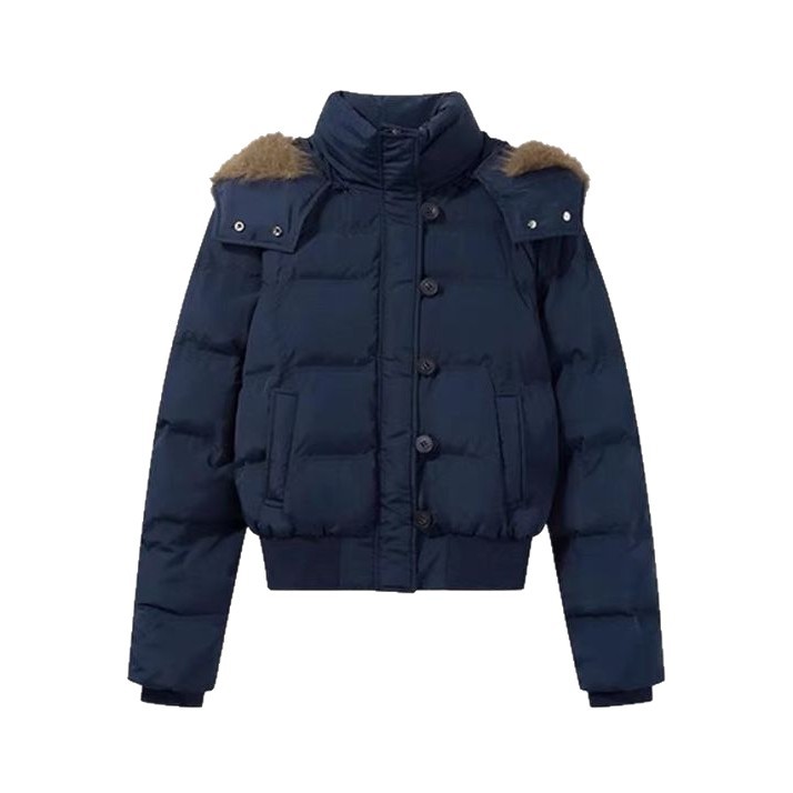 Chaqueta de algodón con cuello con capuzas para mujeres invierno 2025 nuevo estilo retro americano grueso calentamiento antifrío ropa de pan corta