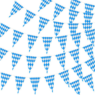 Oktoberfest Pennant Bavarian Plaid Pattern Plastic Racing Flag Beer Festival Party Decoration