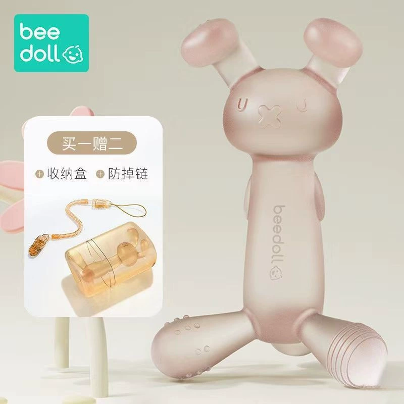 Beidou Rattle Ear Rabbit Палочка для прорезывания зубов Детский прорезыватель Силиконовая игрушка против жевания рук.
