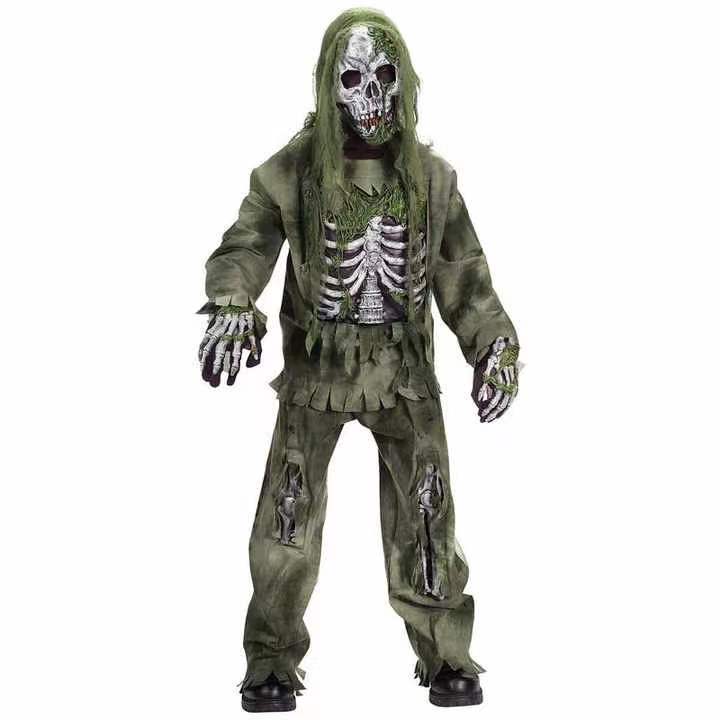 Rough Green General Disfraz de fiesta esqueleto fantasma juego de disfraz Halloween cadáver espectáculo disfraz de terror zombie