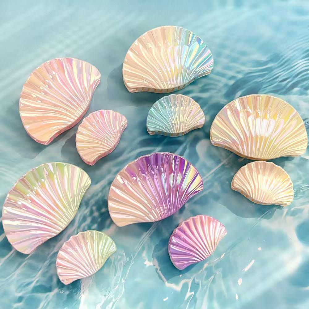 European and American Cross-border Gradient Shell Hairpin Holiday Hair Accessories Summer Ocean Large Hair Grab Hair Accessories Shark Chuck