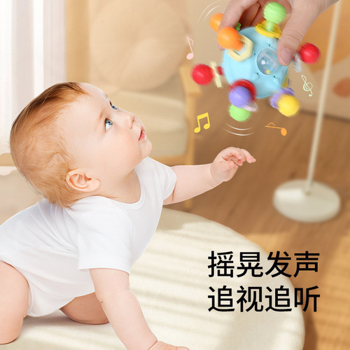 婴儿曼哈顿原子球磨牙软胶可水煮牙胶手抓球摇铃婴幼儿童益智玩具