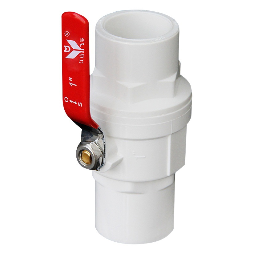 PVC mango de acero válvula de bola Válvula de interruptor tubería de agua válvula de compuerta accesorios 32 codo 20 25 32 mango de acero 40 50 125