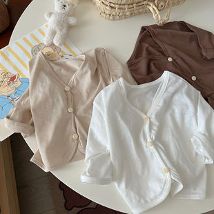 Cardigan Baby Thin Kidsren's Summer Sun Protection Clothing Kidsren's Clothing Korean Style Men's and Women's Breathable Baby Air-Conditioned Clothing Pure Color Jacket