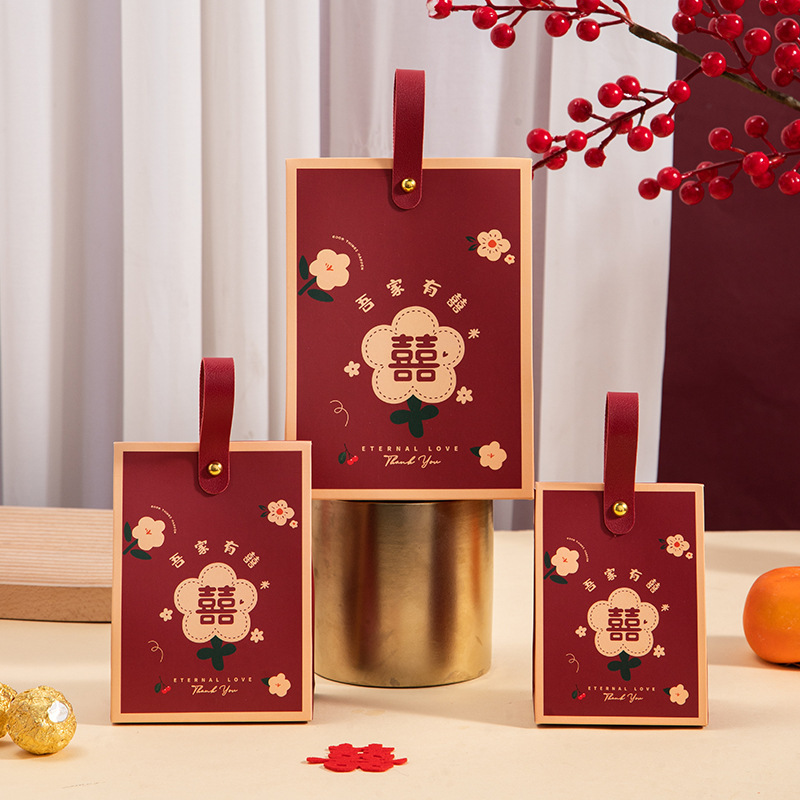 2023 nueva caja de dulces de boda en línea celebridad regalo de boda caramelo bolsa especial caja de regalo de alto sentido caja vacía