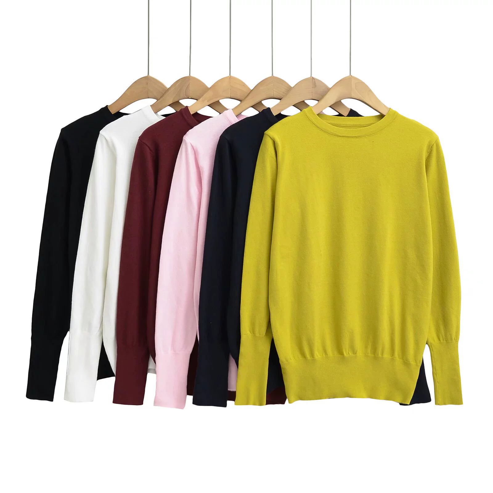 Трансграничная оптовая продажа 2025 новая женская одежда в европейском и американском стиле модная повседневная манжета с круглым вырезом вязаный свитер с четырьмя пряжками L63858