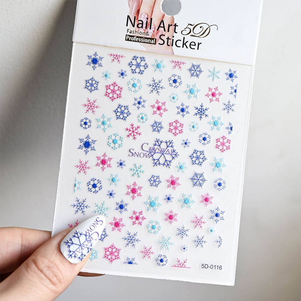 El Comercio exterior caliente nuevo estilo de Navidad pegatina de uñas alivio estéreo Santa Claus copo de nieve 5D parche de uñas alivio