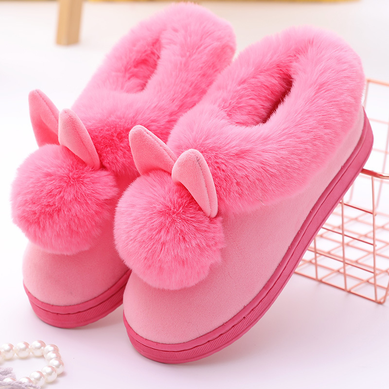 Long-ear single-ball cotton shoes for men and women in winter
