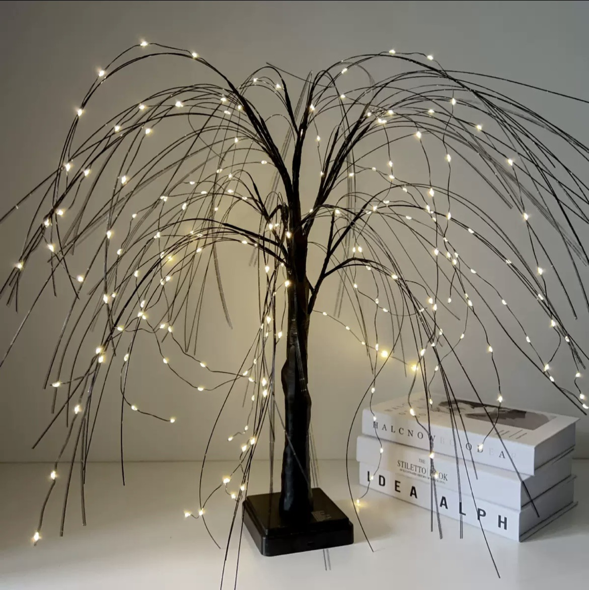 블랙 버들-8 기능 터치 (리모콘이있는 흰색 조명)