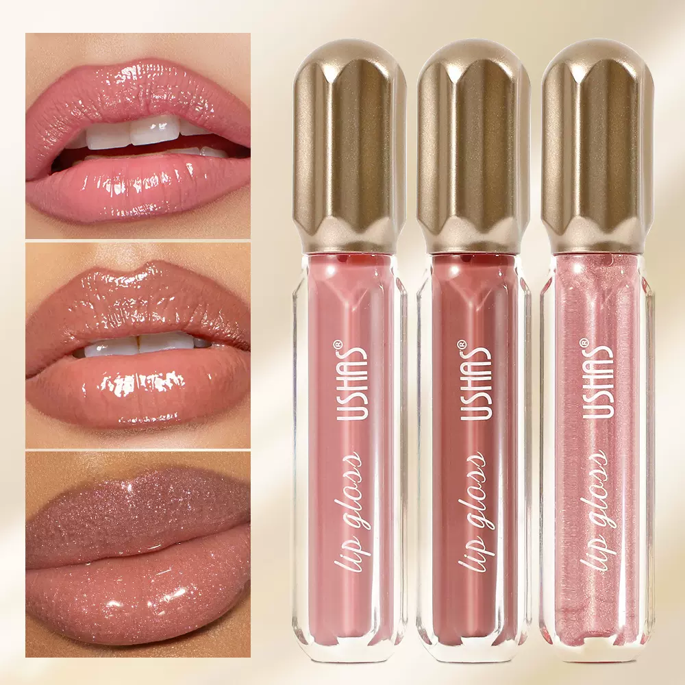 USHAS爆款跨境哑光珠光唇彩不粘杯防水唇膏唇釉液体口红