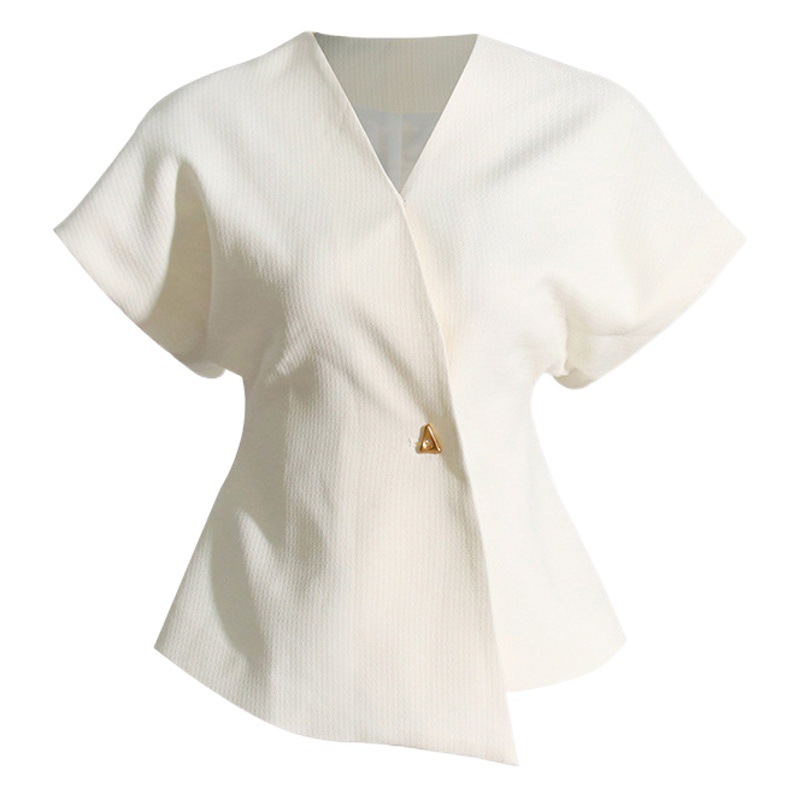 Traje asimétrico elegante de nuevo estilo 2026 con efecto adelgazante y cintura entallada, mangas caídas, chaleco y camisa de estilo ejecutivo para mujer.