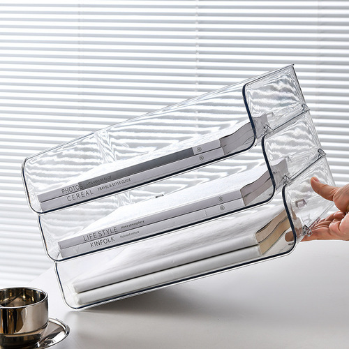 Student desktop stackable file magazine storage box office transparent information organization stationery book storage rack