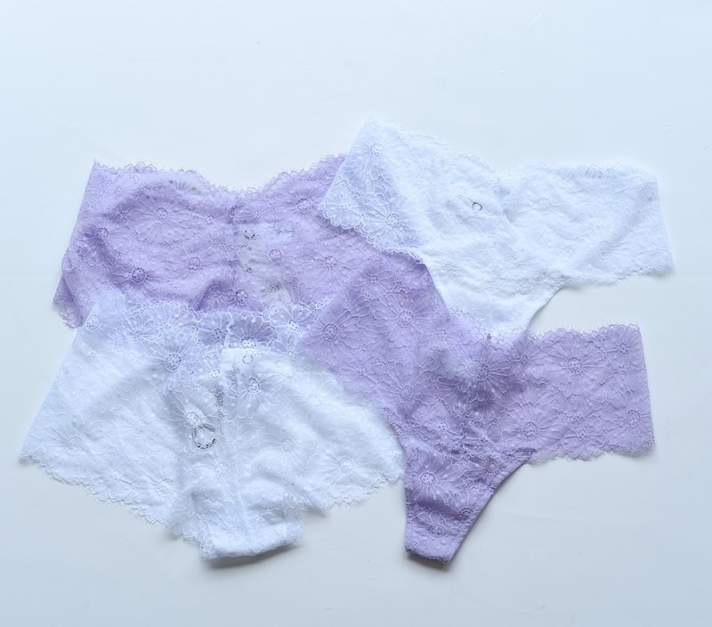 挪威单唯美蕾丝性感透视无痕小平角内裤丁字裤女t裤大码胖MM