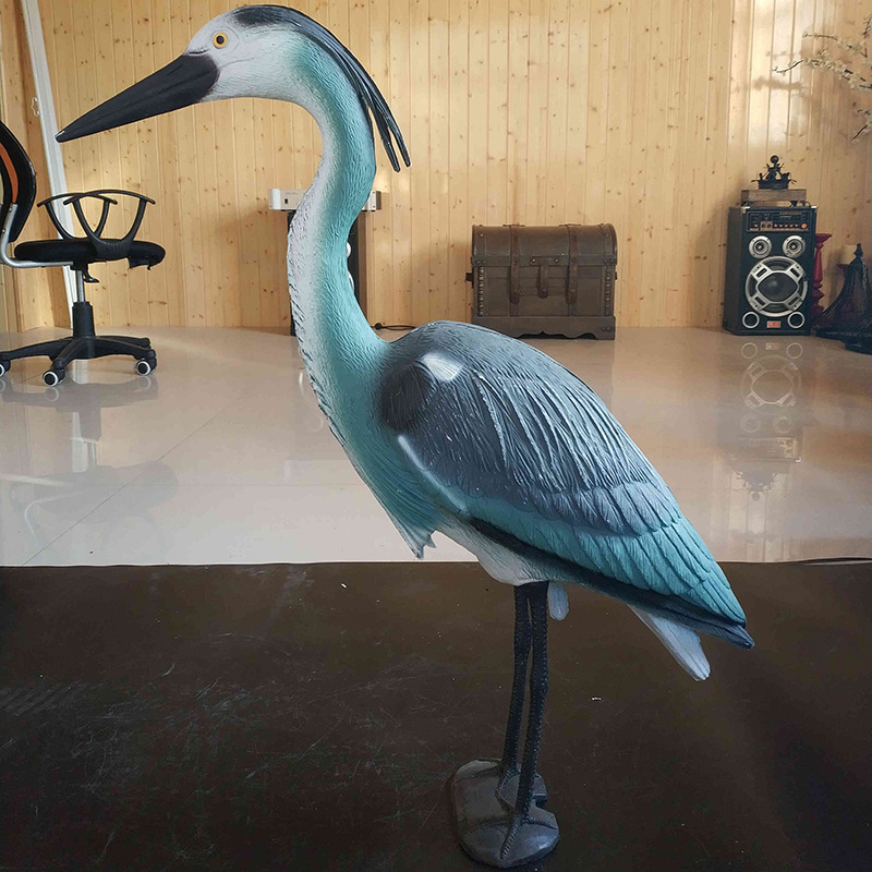 仿真灰鹭塑料打猎诱饵园林工艺品 花园室内摆件大鸟PE吹塑假鸟