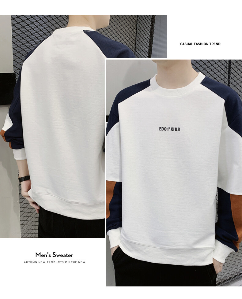 Herren Hoodies im Frühjahr und 2023, neuer Rundhals Langarm T-Shirt Trend, Herbstkleidung, Oberbekleidung mit Unterteil_voghion.com