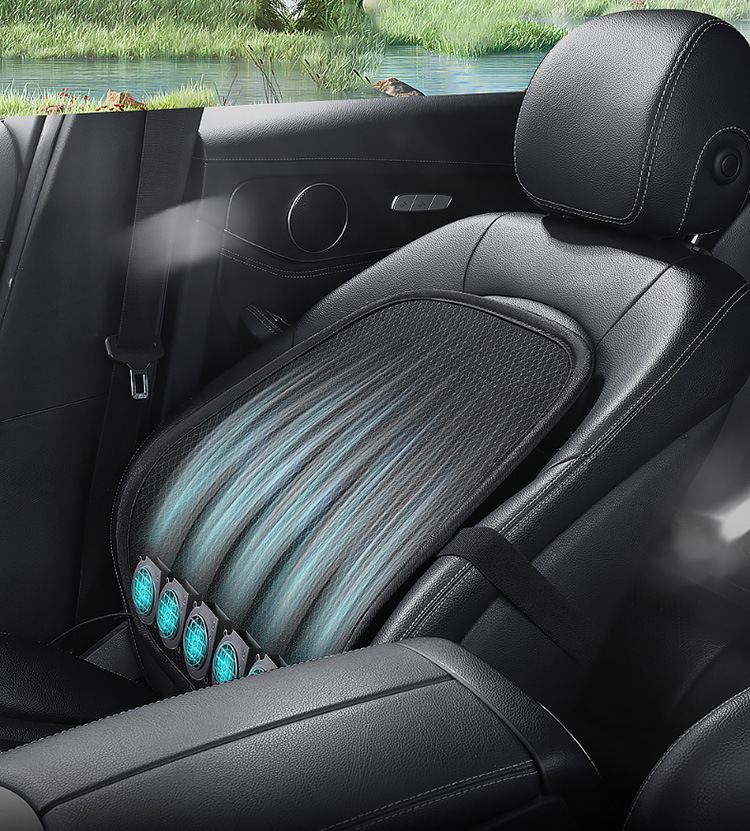 Car Seat USB Three-Speed Adjustable Air-Blown Lumbar Support Cushion for Office Chair Backrest, Ventilation and Lumbar Support Pad for Long Sitting