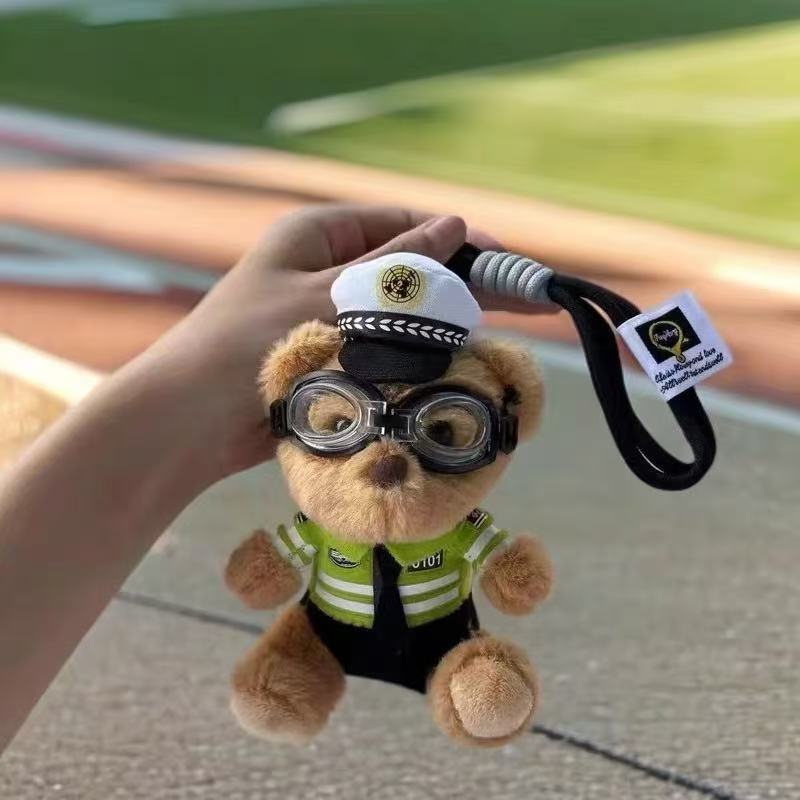 Police and Firefighter Teddy Bear Plush Toy, Internet Celebrity Iron Cavalry Doll, Cute Keychain for Traffic Police Police and Firefighter Teddy Bear Plush Toy, Internet Celebrity Iron Cavalry Doll, Cute Keychain for Traffic Police