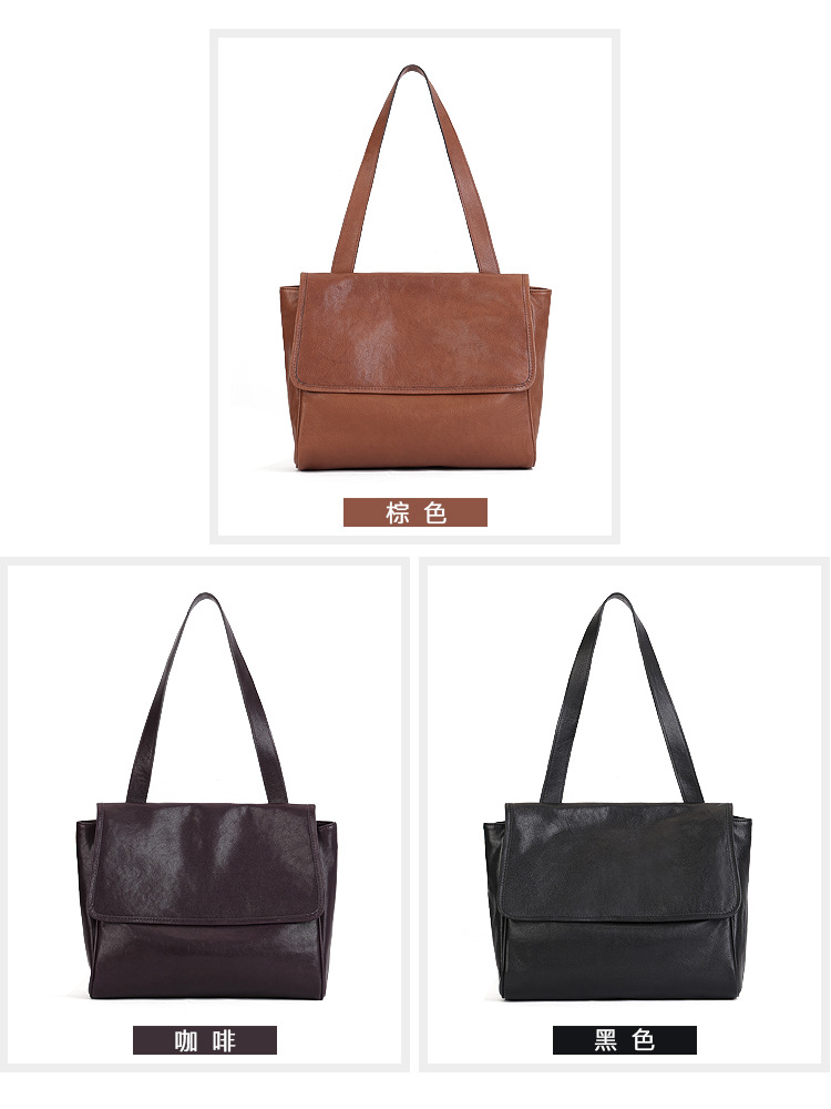 本革女性カバントップ牛革トートバッグシンプル通勤シングルショルダーバッグ純色手作りソフト牛革バッグファッション