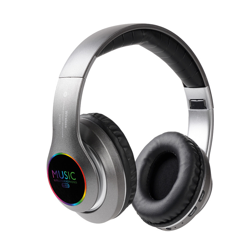 Cross-border factory private model VJ033 new head-mounted sports headphones 5.0LED colorful wireless Bluetooth headphones