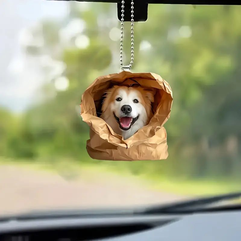 2D adorable colgante acrílico cabeza de perro plano transfronterizo espejo interior decoración colgante llavero colgante image 1