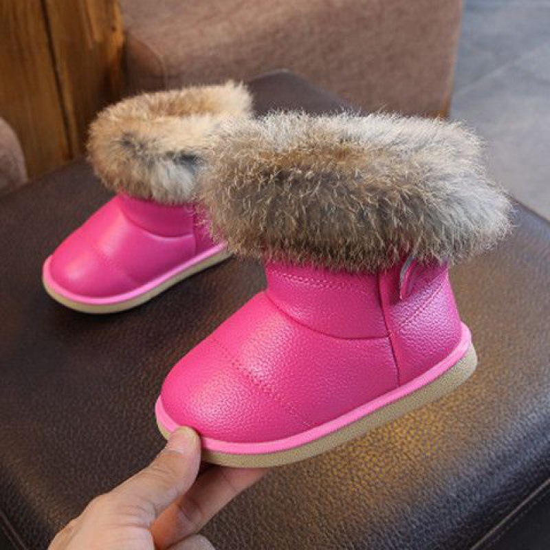 Children's snow boots are waterproof in winter, plush and thickened to keep warm. Baby's anti-skid boots are for girls,_voghion.com