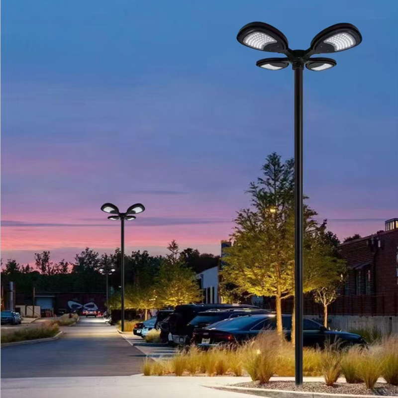 Solar Garden Light with 3 or 4 Heads, Sunflower Fan-Shaped Garden Lamp, Led Low-Voltage Solar Garden Light, Cross-Border