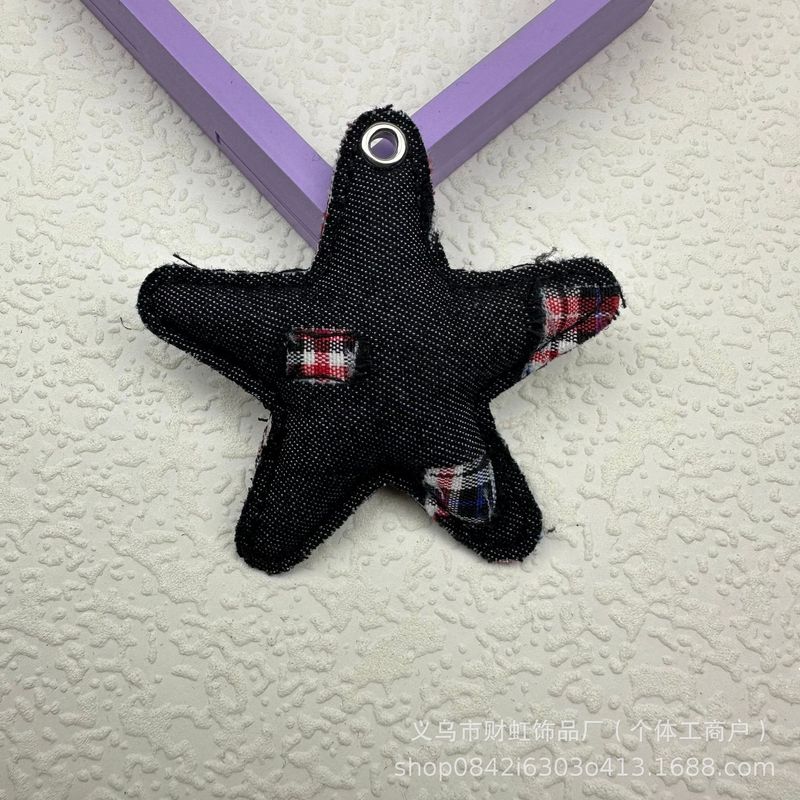 牛仔布艺充棉五角星星钥匙扣手机链包挂DIY饰品手工材料服饰配件|undefined