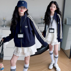女童外套秋季2025新款女大童洋气女孩卫衣儿童秋装休闲棒球服上衣