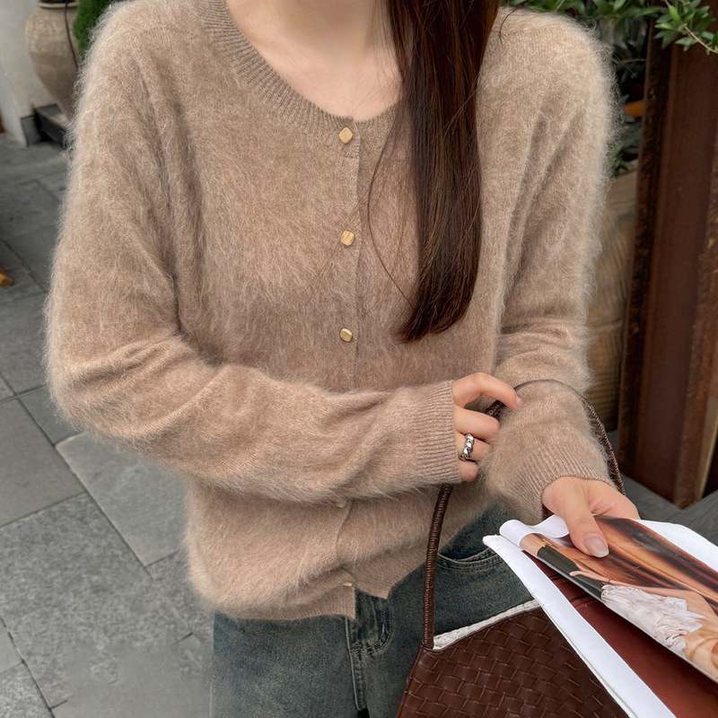 Women's medium-thick wool cardigan with fleece lining, 2026 autumn new collection, women's outerwear, autumn knit cardigan Women's medium-thick wool cardigan with fleece lining, 2026 autumn new collection, women's outerwear, autumn knit cardigan