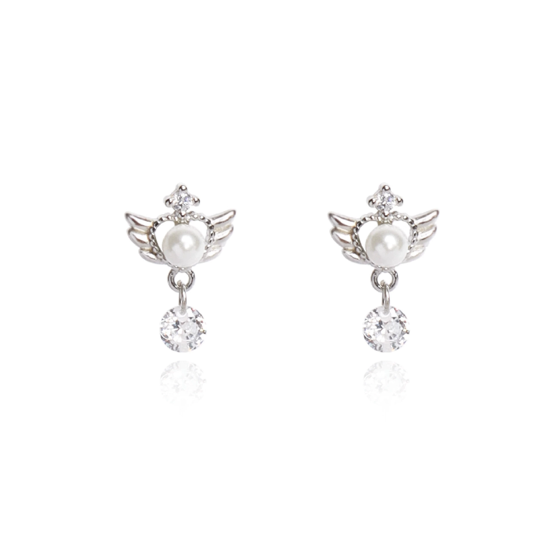 Earrings, magic base angel wings, light luxury style