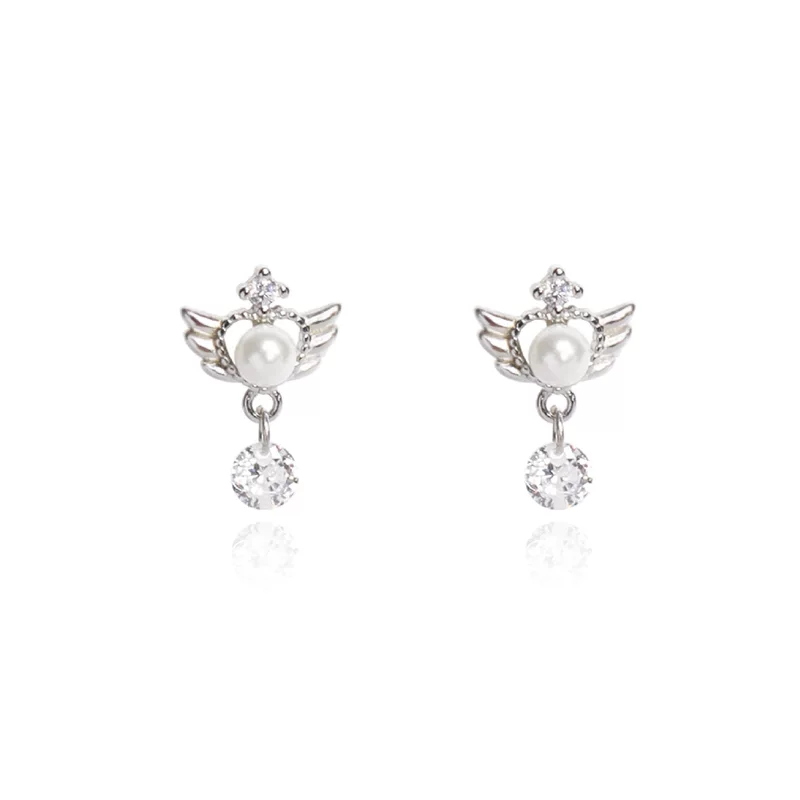 Earrings, magic base angel wings, light luxury style
