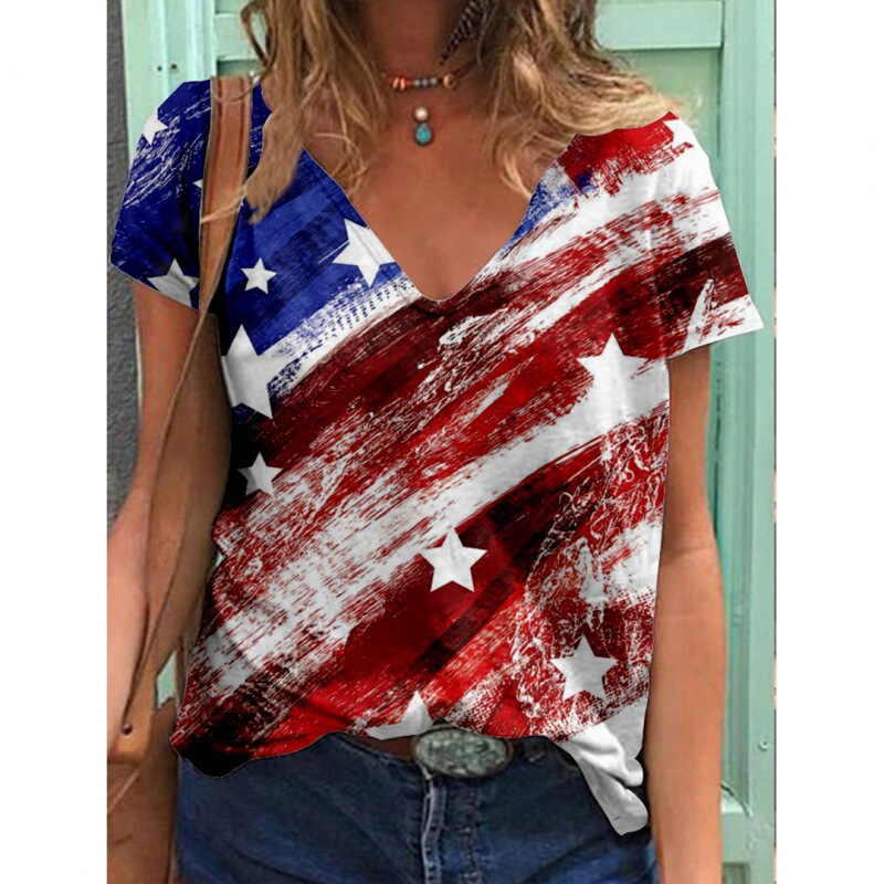 2024 Cross-Border New Product 3D Digital Printing Urban Casual V-Neck Label Pattern Women's S-5Xl Large Size T-Shirt 2024 Cross-Border New Product 3D Digital Printing Urban Casual V-Neck Label Pattern Women's S-5Xl Large Size T-Shirt