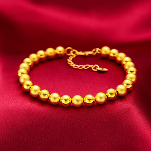 Women's hand ornaments of hollow beads bracelets, 24K gold jewelry, light face Buddha beads, transsing Zhusha gold bracelet