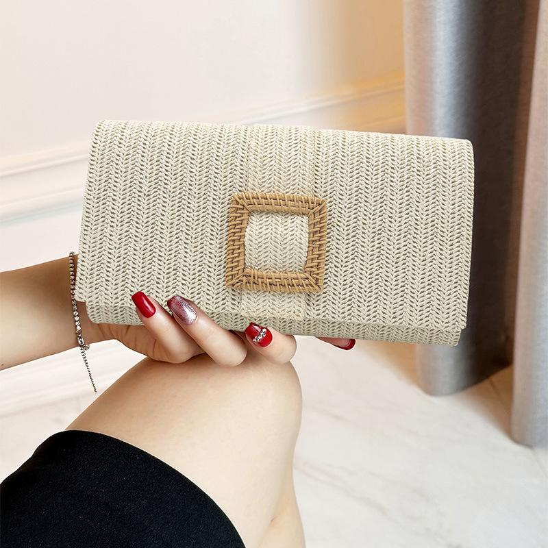 PVC Color Sólido Tejido Cuadrado Bolsos De Noche display picture 4