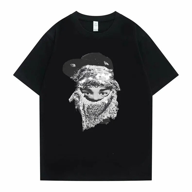 Pure Cotton Short-Sleeved T-Shirt for Men with Rapper Yeat Face Pattern Print T-Shirt Summer Men's Hip-Hop Casual T-Shirt
