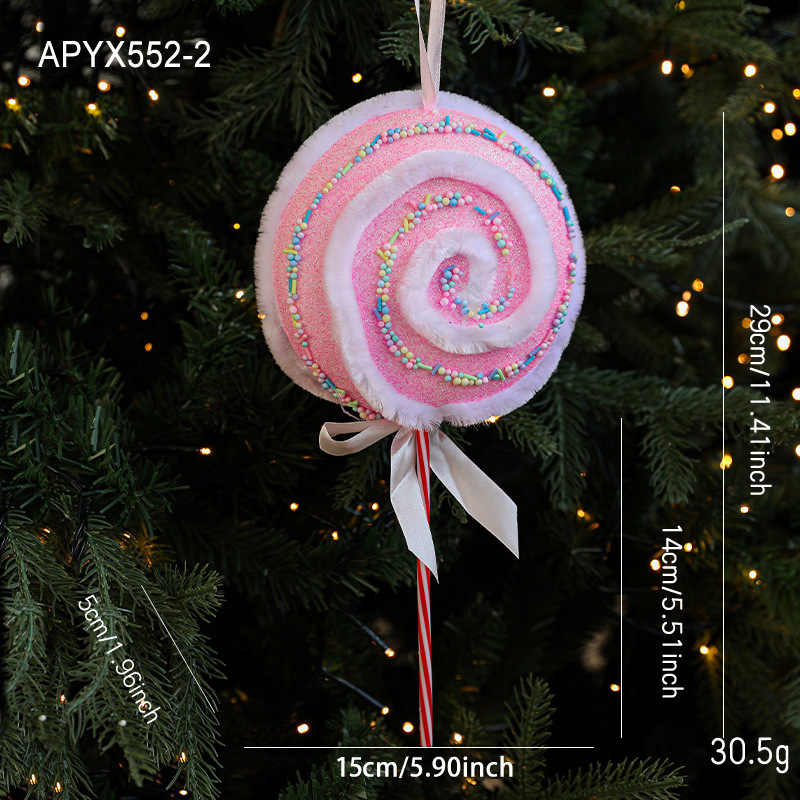 Color transfronterizo Lollipop espuma caramelo tela de veludo polvo adhesivo color árbol de Navidad decoración de ventanas colgante colgante en stock