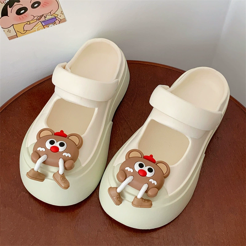 Летние cute высокие кроссовки на платформе, слайд, тапочки, с маленькими медвежатами