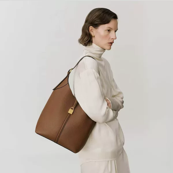 Demellier Cross-Border New Style Underarm Bag Genuine Leather Shoulder Handbag Suede Large Capacity Commuter Bucket Bag