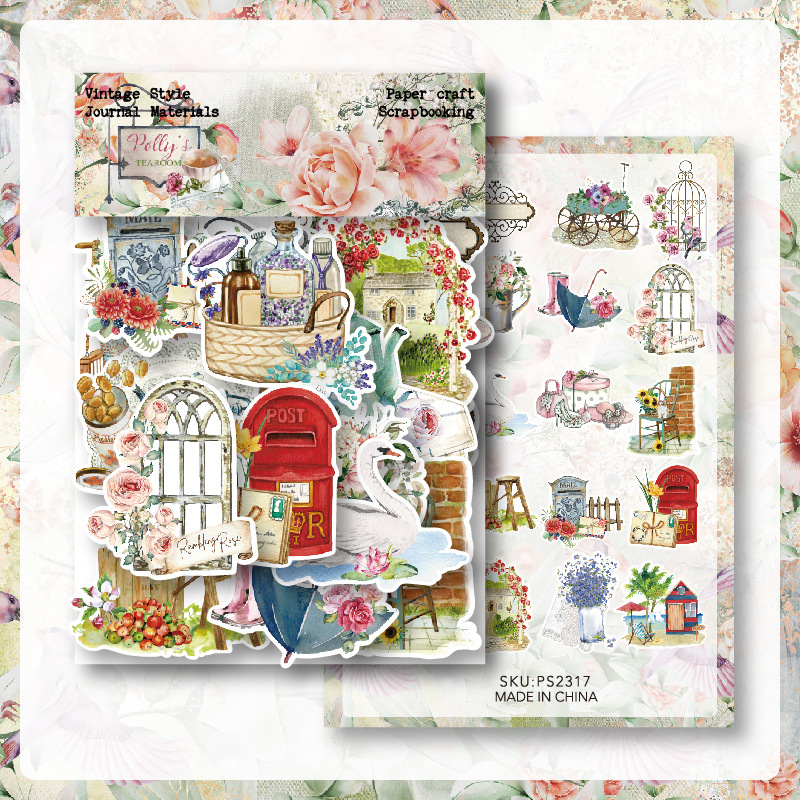 6 Venta caliente transfronteriza 40 piezas con etiqueta adhesiva bolsa de papel artístico estilo retro diario material bolsa material etiqueta