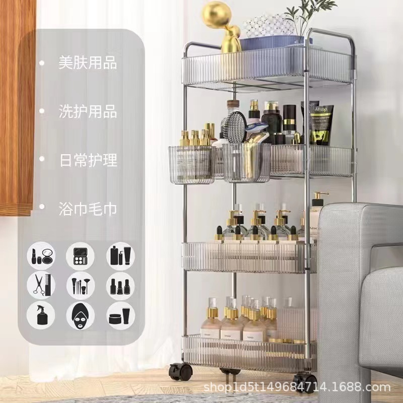 Estante de carro de acrílico estante para bocadillos cocina sala de estar estante de almacenamiento móvil transparente de plástico multicapa