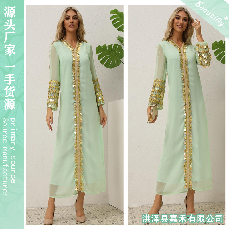 Pakistani Women's Fashionable Embroidered Sequin Long Dress
