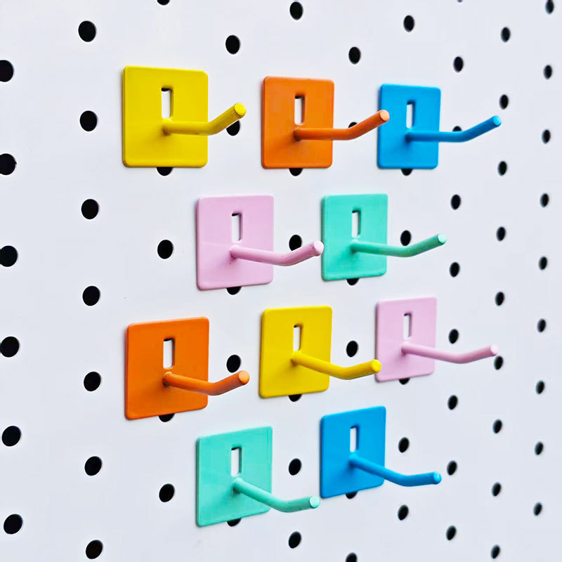 Custom Pegboard Hooks Round Hole Storage Rack Hook Accessories Single Hook Colorful Long Wall-Mounted No-Drill Pegboard Hook