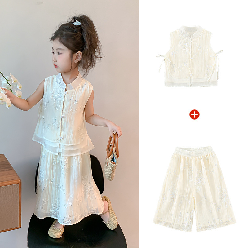 女の子セット夏2025新型洋気赤ちゃん新中国式漢服子供夏服国風女の子2点セット|undefined