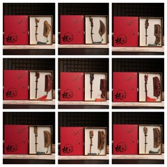 女古風綠檀高級感木梳氣質盤髮簪子套裝新人訂婚情侶雕花吉祥喜慶