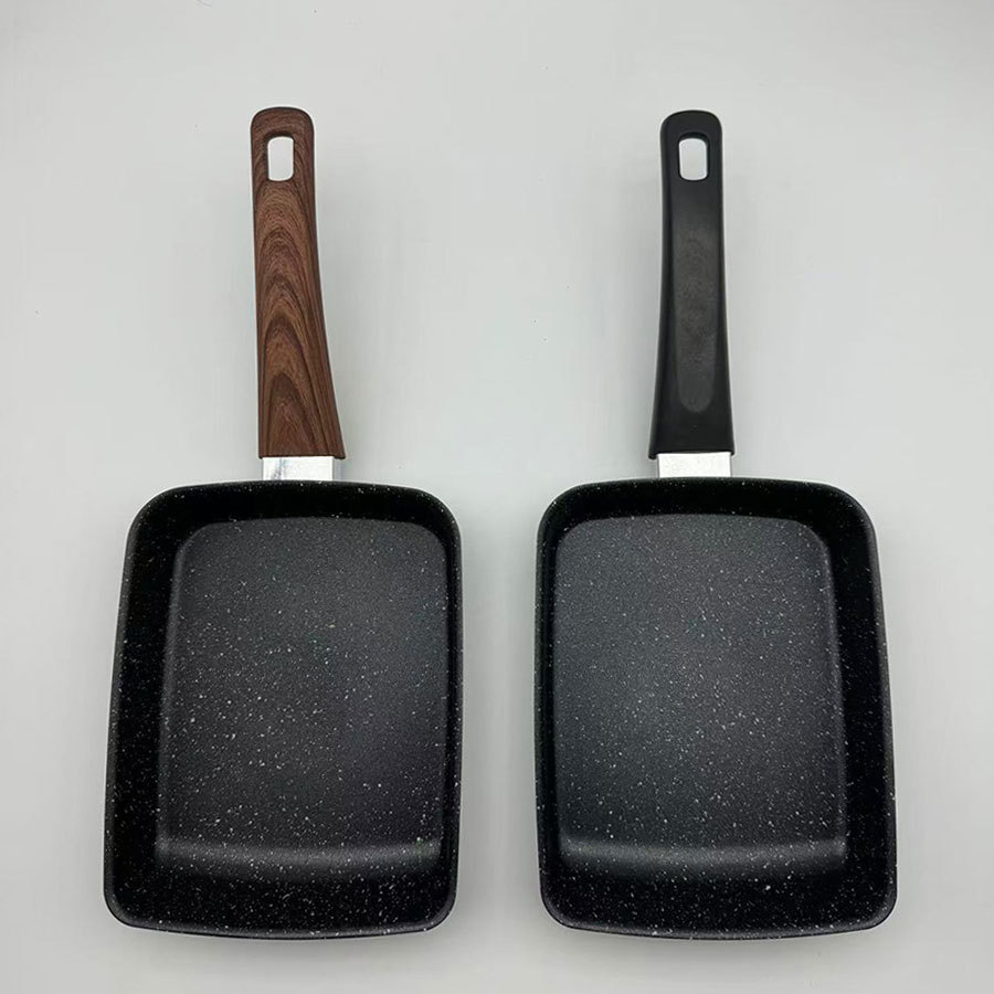 Estilo japonés Yuzi sartén rectangular panqueque filete huevo grueso sartén hogar huevo frito sartén antiadherente al por mayor