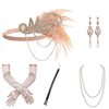 1920s flapper headband feather hair dance party party band earrings necklace glove