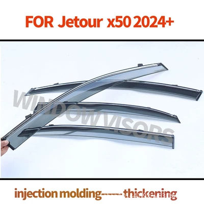 Cross-Border Applicable Jetour X50 Window Visor (Rain shield) - cross-border-customized-label-printing-and-application-service-excluding-vehicle-logo-designs-jetour-x50jietu-x50-mk1-2024-ps-silver-bright-strip-window-rain-shield