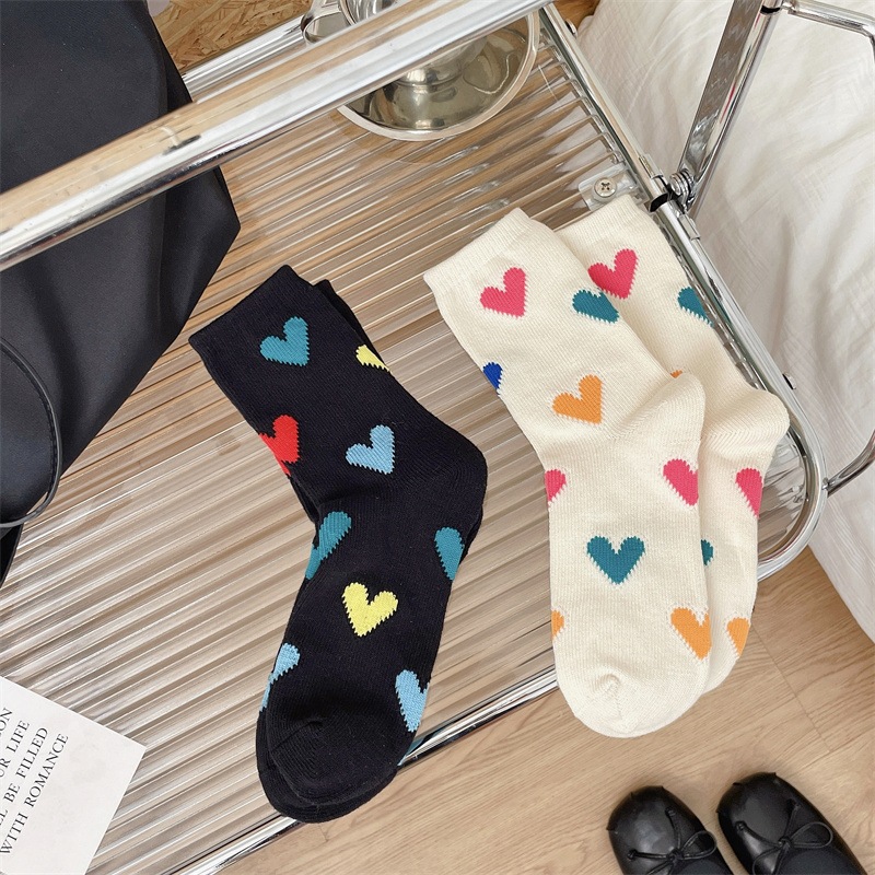 Unisexe Style Japonais Sucré Forme De Cœur Coton Crew Socks Une Paire display picture 6