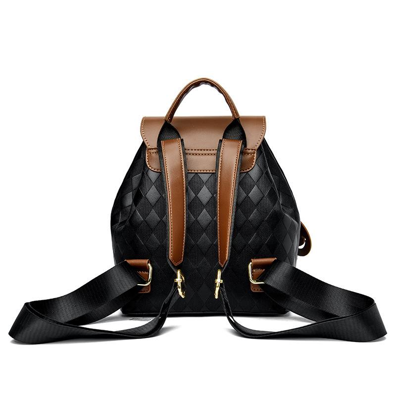 Cross-border Qiao Lier Kangaroo Backpack Women's 2024 New Retro Contrast Color Women's Travel Soft Leather Fashion Bag Trendy_voghion.com