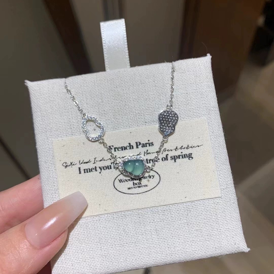 New Chinese Style Imitation Blue Jade Jade Gourd Bracelet Women's Summer Fashion Inlaid Zircon Bracelet All-match Light Luxury Trendy Jewelry